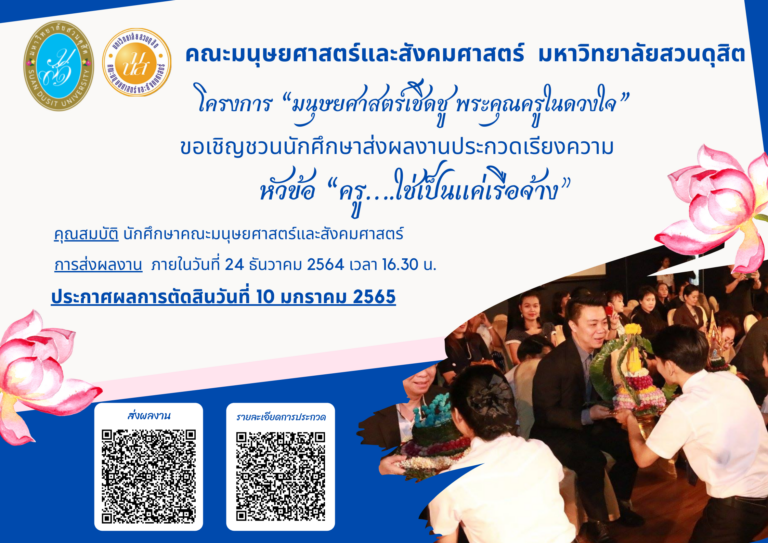 การประกวดเรียงความ โครงการ “มนุษยศาสตร์เชิดชู พระคุณครูในดวงใจ”